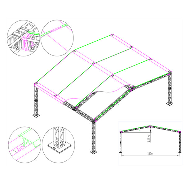 Outdoor Event Aluminum Stage Roof Truss 12m x 9m With Canopy