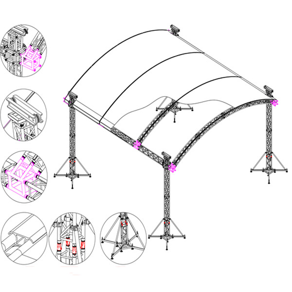 Aluminum concert stage curved roof truss for sale