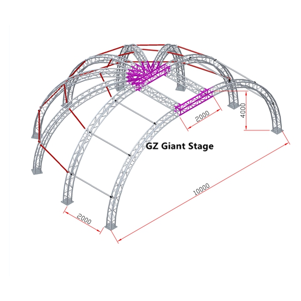 Half Dome Truss Dia 10m Concert truss display arch trussing